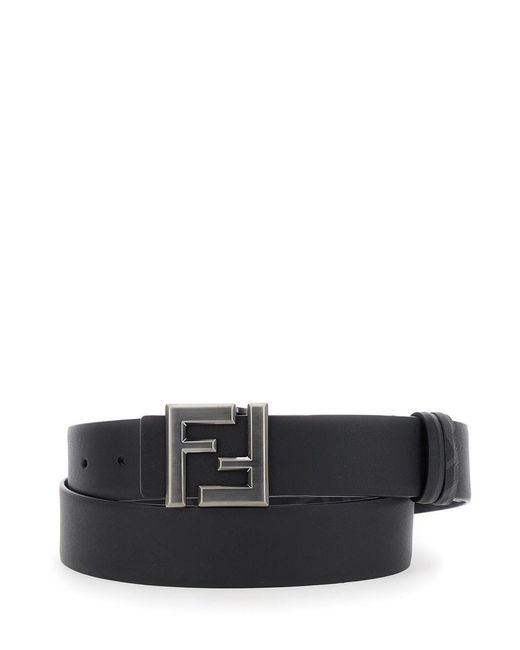 Fendi Black Reversible Belt With Ff Buckle for men