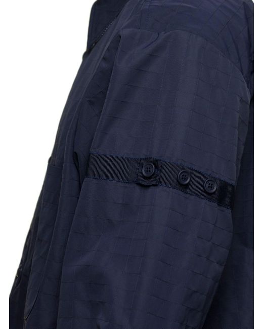 Thom Browne Blue Oversized Snap Front Shirt Jacket for men