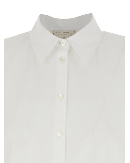 Antonelli White 'Brigitta' Shirt With Pointed Collar And Short Sleeves