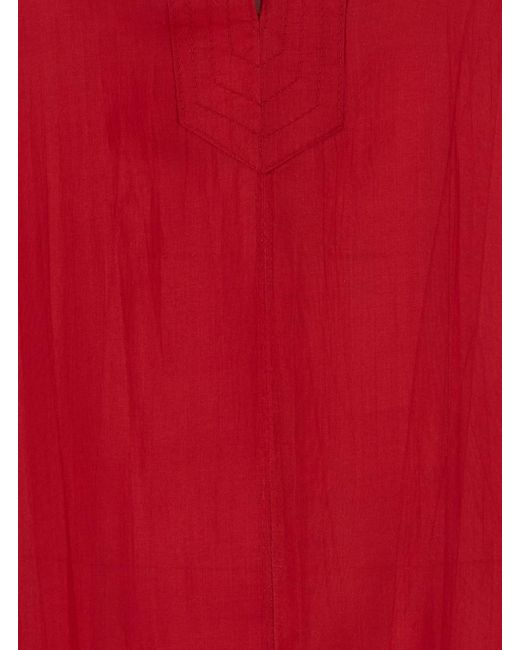 THE ROSE IBIZA Red Two-Tone Kaftan With V-Neck And Floral Embroidery O