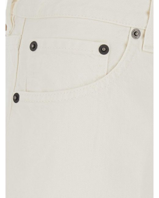 Haikure White Jeans With Belt Loops And Logo Patch On The Back