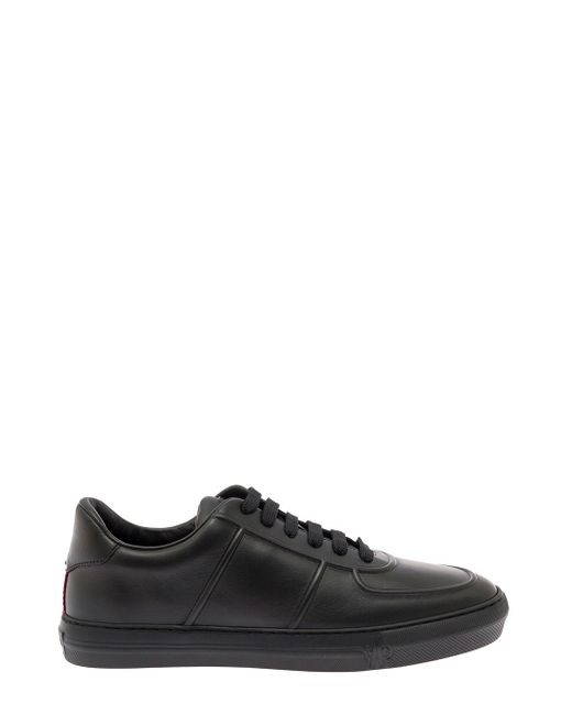 Moncler New York Leather Sneaker With Logo Man in Black for Men | Lyst