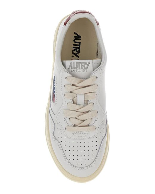 Autry White 'Medalist' Low Top Sneakers With Contrasting Heel Tab