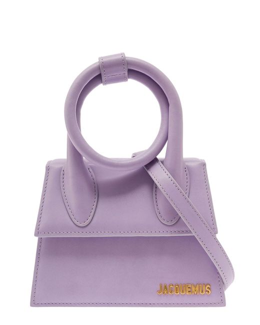 Jacquemus Purple 'le Chiquito Noeud' Lavander Crossbody Bag With Logo Detail In Leather