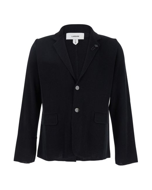 Lardini Blue Jacket With Classic Lapels And Logo Pin Detail for men