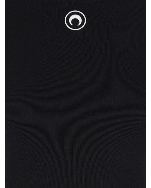MARINE SERRE Black T-Shirt Mini Dress With Logo
