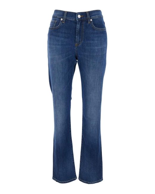 Jeans Roy Roger's Slim Fit Blu - 5 Tasche, Vita Media, 98% Cotone 2% Elastan, Fatto In Italia