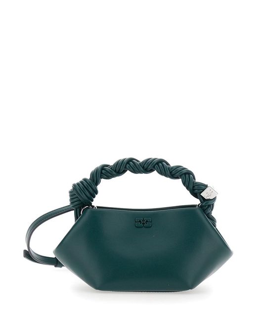 Ganni Green Handbag With Magnetic Closure And Leather Details For Wome
