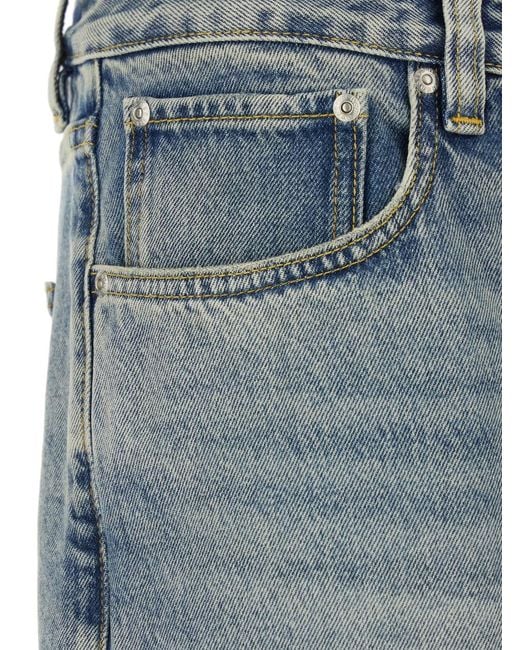 Won Hundred Blue Five-Pocket Jeans With Faded Effect for men