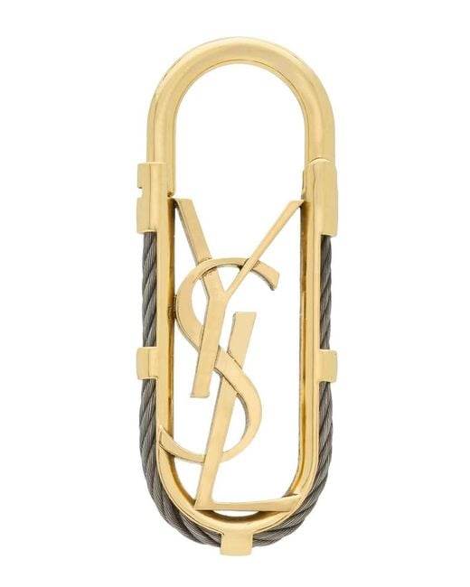 Saint Laurent Metallic Colored Keychain With Ysl Logo Design for men
