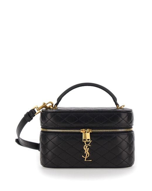 Saint Laurent Black 'Gaby' Vanity Bag With Cassandre