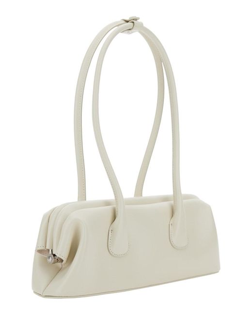 Borsa A Spalla 'Boat Wide Mini' Con Manici Tondi E Logo Lettering di OSOI in White