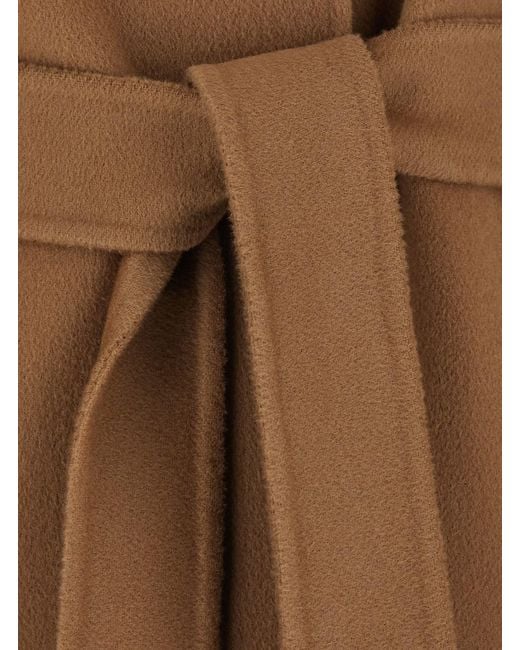 Max Mara Brown Esturia Coat With Notched Revers And Pockets