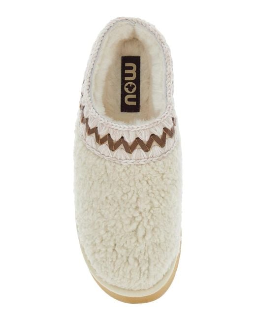 Mou White Mules With Braided Detail