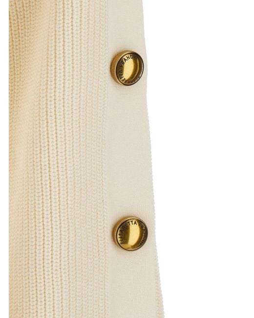 Elisabetta Franchi White Knit Top With Round Neckline And Long Sleeves