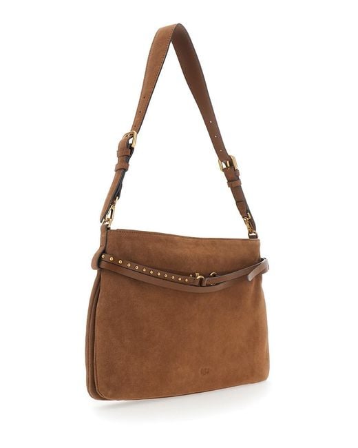 Pinko Brown Shoulder Bag With Strap With Logo Detail On The Front