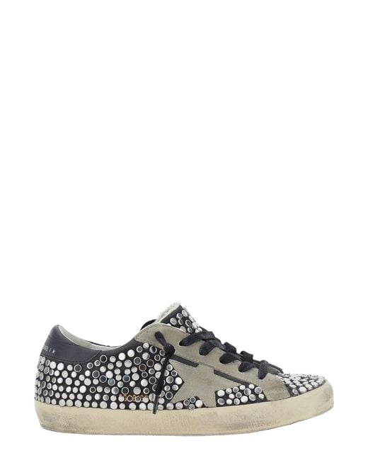 Golden Goose Deluxe Brand Gray Sneakers Super-Star With Nubuck Upper And Nubuck Sta