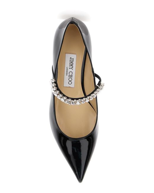 Jimmy Choo White Ballet Flats With Crystals On Strap