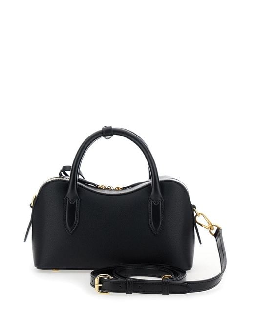 Stella McCartney Black 'Ryder' Small Handbag With Two Top Handles And Front Padlock Detail With Logo