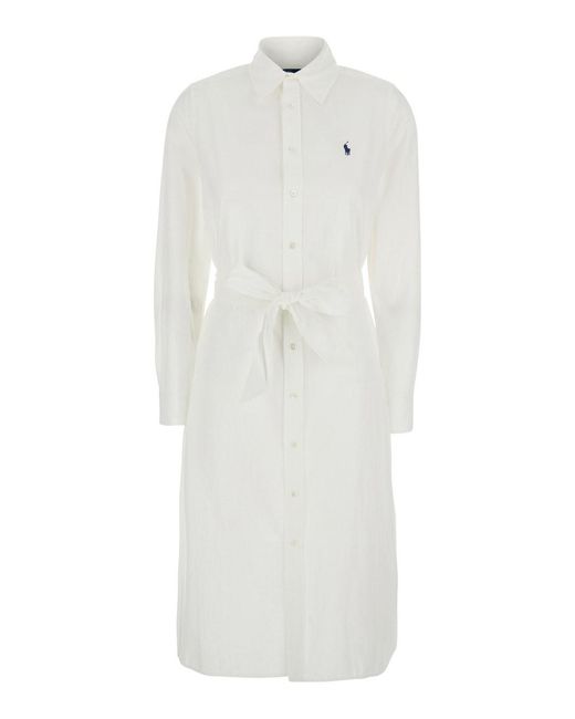 Polo Ralph Lauren White Dress With Classic Collar