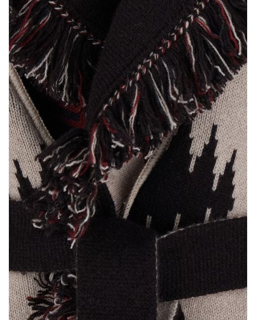 Alanui Black Icon Jacquard Cardigan With Long Sleeves