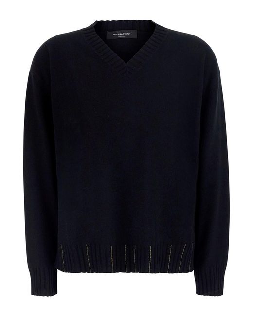 Fabiana Filippi Blue Sweater With Round Neck And Long Sleeves