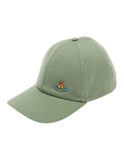 Vivienne Westwood Green Baseball Cap With Orb Embroidery for men