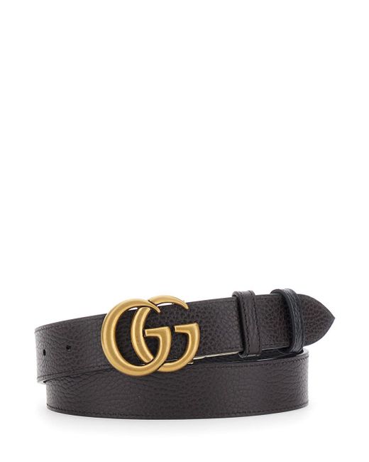 Gucci Black Reversible Belt With Buckle With Double G Logo for men