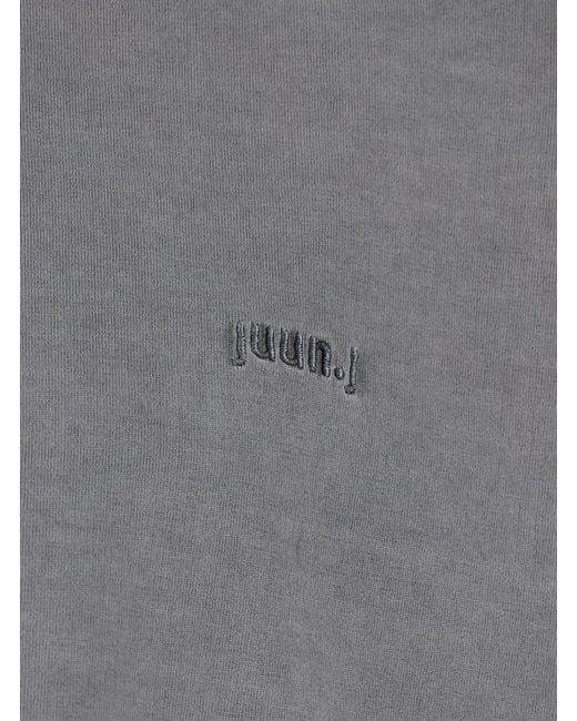 Juun.J Gray T-Shirt With Logo Embroidered On The Front And Print On Th for men
