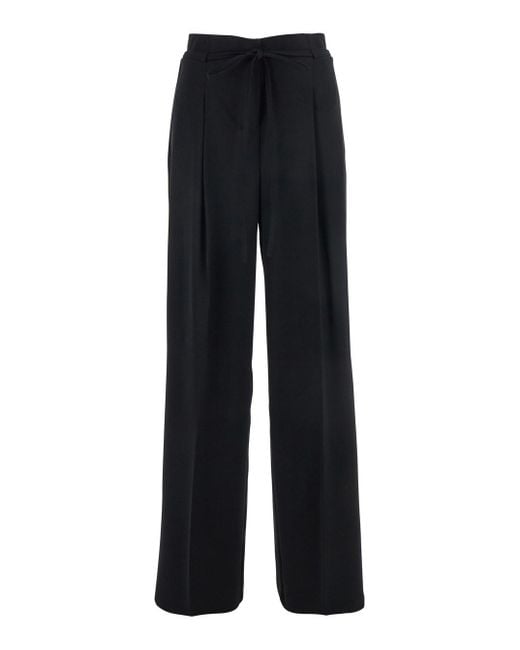 Twinset Black Pants With Drawstring Waist And Logo Plaque On The Back