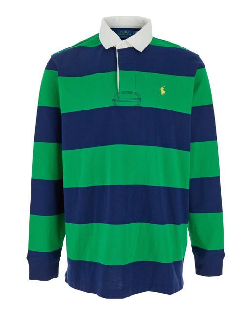 Polo Con Motivo A Righe di Polo Ralph Lauren in Green da Uomo