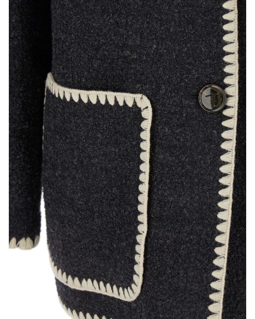 Totême Black Wool-Blend Jacket With Scarf Detail