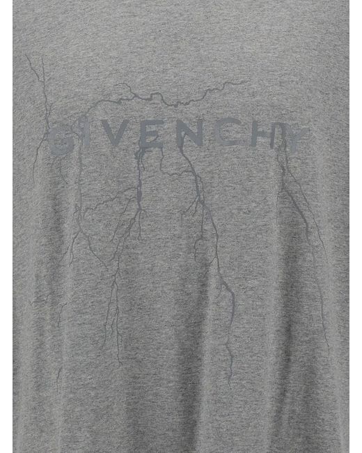 Givenchy Gray T-Shirt With Logo Print And Lighting Motif for men