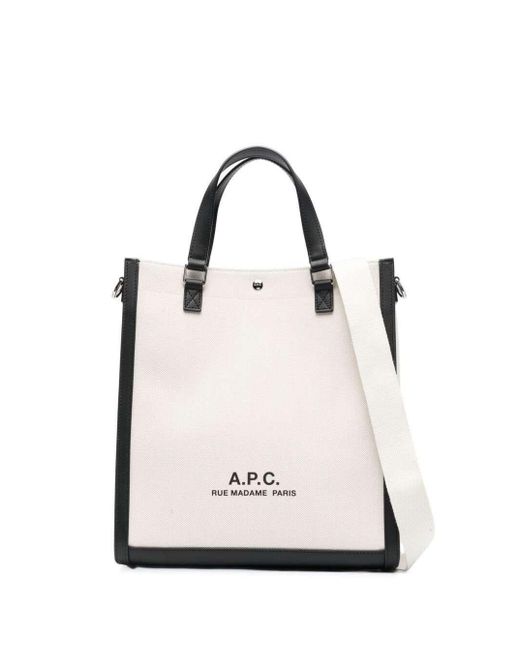 A.P.C. Natural 'camille 2.0' White Tote Bag With Leather Trimmings In Canvas Woman