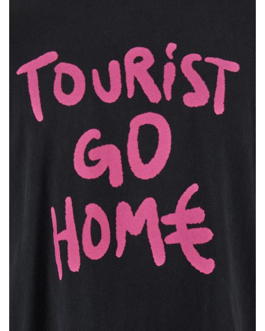 44 Label Group Black 'Tourist' Crewneck T-Shirt With Maxi Print On Fro for men