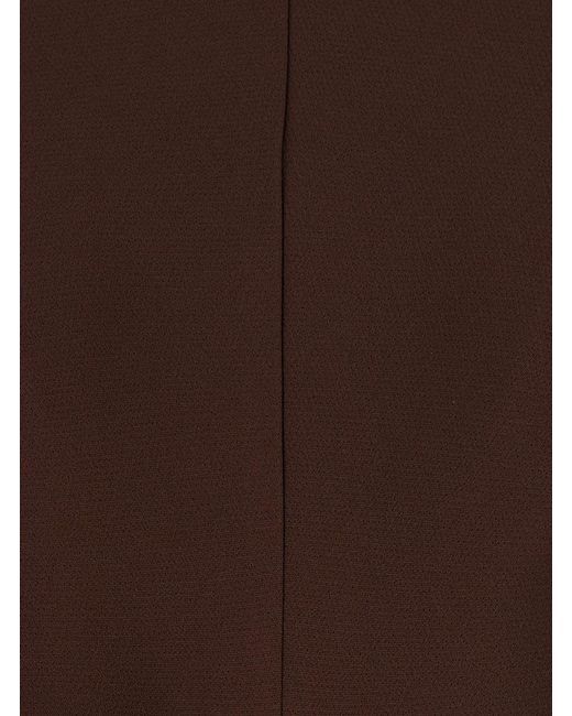 FEDERICA TOSI Brown Dress Midi Cut Off Cady With Long Sleeves And V-Neck Bro