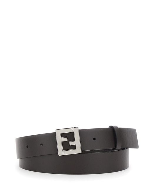 Fendi Gray 3 Cm Pelle Ff Metal for men