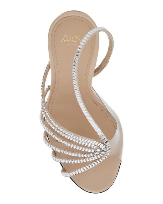 ALEVI White 'Star' Pumps With High Heel And Strass Details