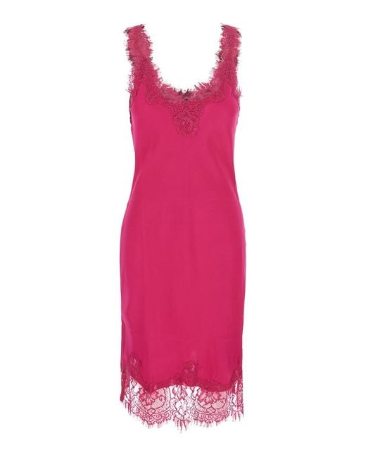 Gold Hawk Pink Megan Bias Mid Dress Classics Dress With V-Neck And Long Sle
