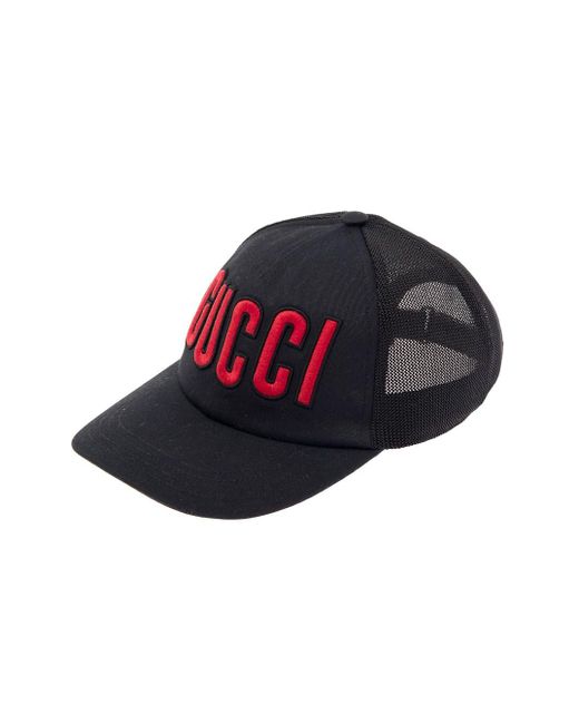 Gucci Multicolor Black Baseball Cap With Logo And Mesh Inserts In Cotton Man for men