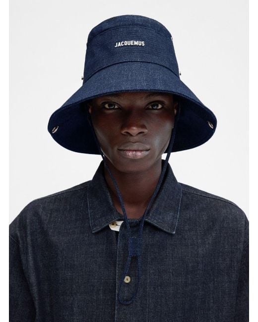 Jacquemus Blue 'Le Bob De-Nimes' Bucket Hat With Logo Lettering On The Front And Adjustable Strap for men