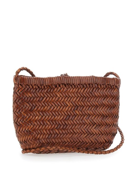 Dragon Diffusion Brown Minsu Bag Mini Basket Bag With Handles And Leat