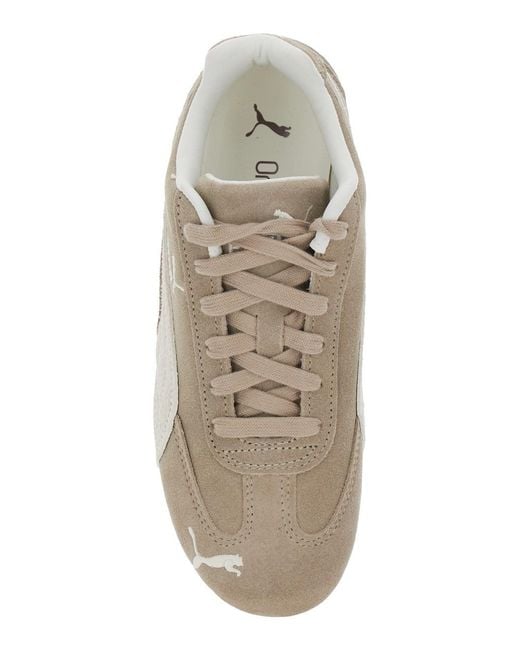PUMA Natural Suede Sneakers With Logo Print