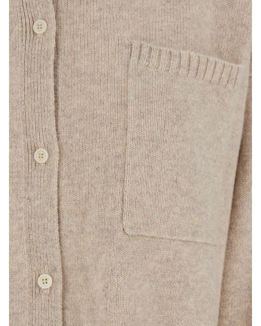 Max Mara Natural 'Bull' Cardigan With Classic Collar And One Front Patch