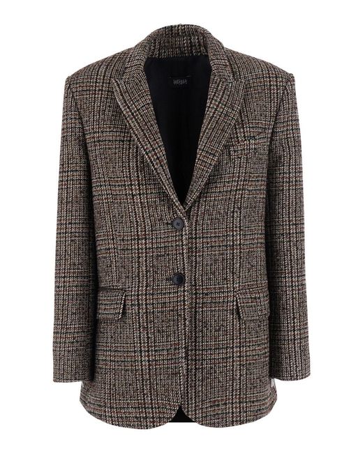 Le Plain Black Blazer With Notched Revers Collar And Long Sleeves
