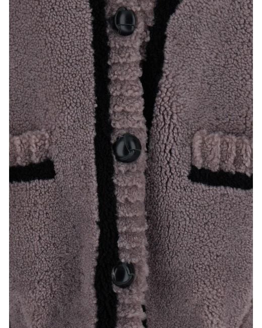 Cardigan Con Scollo A V E Tasche Sul Fronte di Blancha in Gray