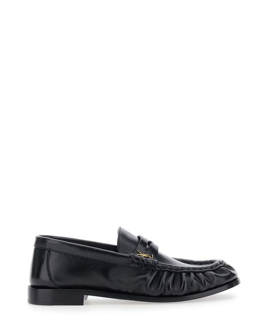 Saint Laurent White 'Le Loafer' Loafers With Low Heel And Cassandre Plate On The Front