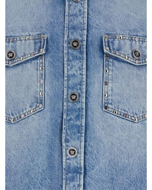 Versace Blue Shirt With Classic Collar for men