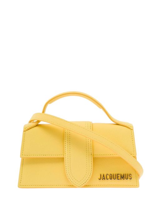 Jacquemus Yellow 'le Bambino' Handbag With Removable Shoulder Strap In Leather And Cotton Woman