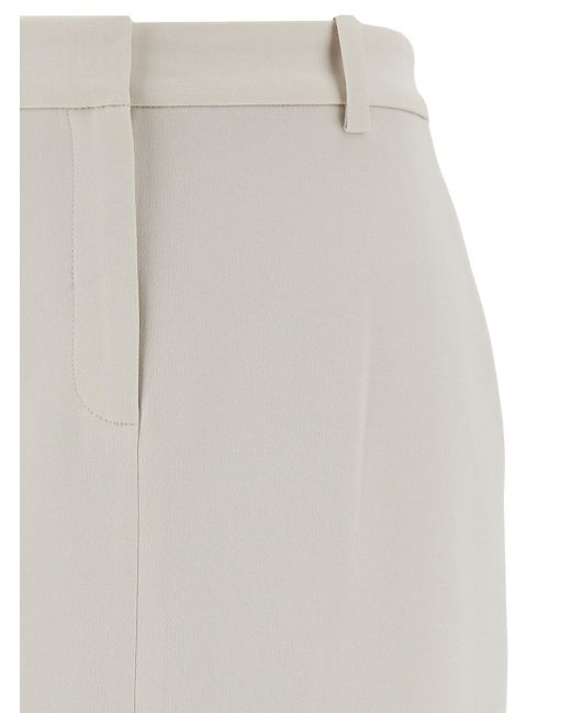 Theory White Midi Straight Skirt With Front Split